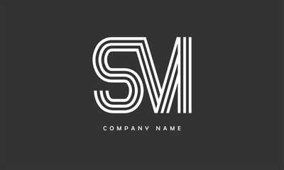 SM, MS, S, M Abstract Letters Logo Monogram