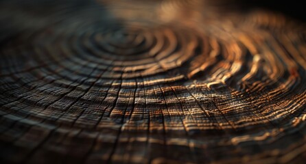 Detailed view of a tree stump with a blurred background, showcasing textures and details of the wood
