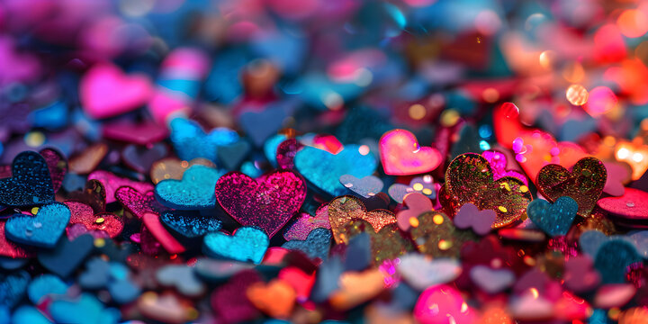 Happy Valentines Day Colorful Background With Coloured Hearts
