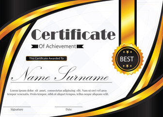 certificate new design in black and golden color 