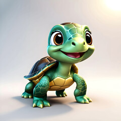 Fototapeta premium cartoon tortoise with a smile, white background