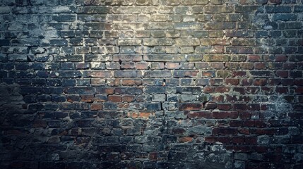 Variegated brick wall with peeling paint and subdued tones, concept of time-worn surfaces and urban tales - obrazy, fototapety, plakaty