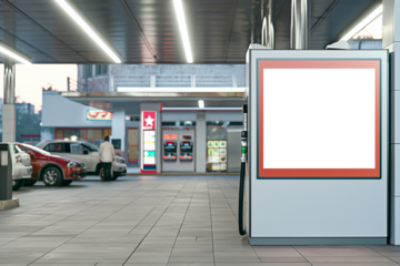 Self-service gas station with blank screen Mockup