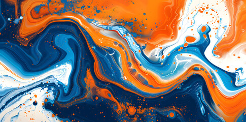 Abstract Oceanic Swirls with Bold Orange Accents