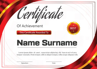 golden and red gradients color new professional certificate template design 