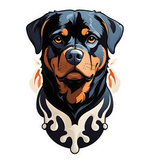 Rottweiler Dog Perfect for sticker, t-shirt, design template. Generative Ai. V7