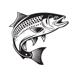 Fish, Icon Symbol, Vector, Salmon - Seafood, Illustration