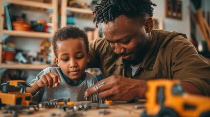 Fathers engaging in DIY projects with son, ai