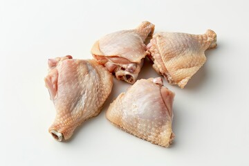 White background chicken thigh pieces 