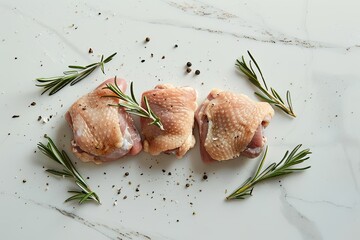 White background chicken thigh pieces