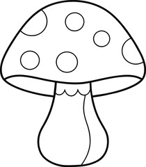 Mushroom line art, coloring page and book, isolated on white background