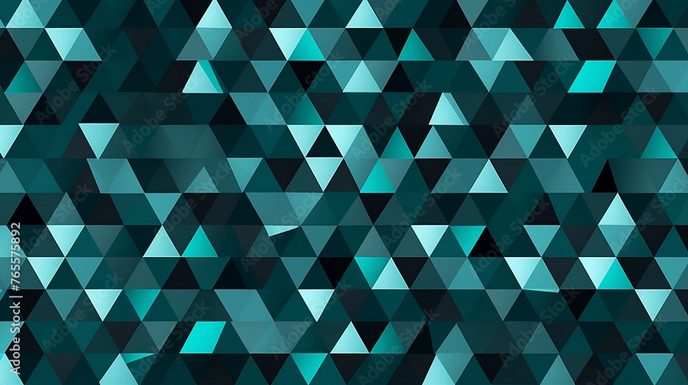 Wall mural A pattern with white triangles, their edges outlined in black on a teal background. The design incorporates turquoise and dark gray