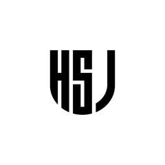 HSJ letter logo design with white background in illustrator, cube logo, vector logo, modern alphabet font overlap style. calligraphy designs for logo, Poster, Invitation, etc.