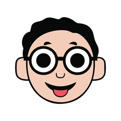 cute cartoon boy man face expression design vector art illustration with white background