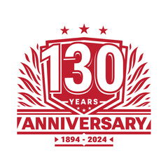 130 years anniversary celebration shield design template. 130th anniversary logo. Vector and illustration.