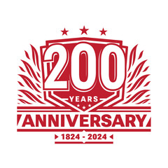 200 years anniversary celebration shield design template. 200th anniversary logo. Vector and illustration.