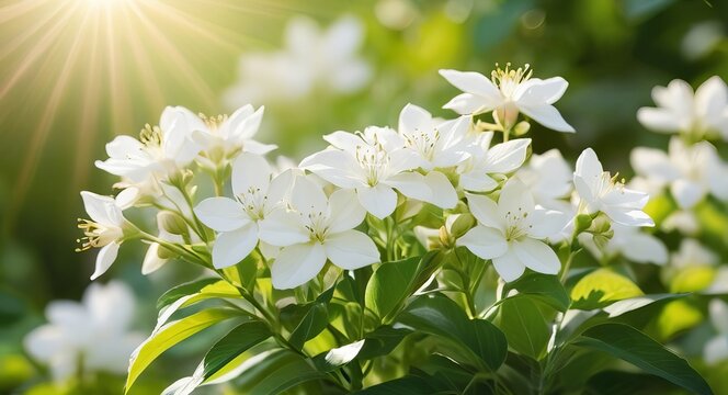 Bunch of Beautiful jasmine flowers close up