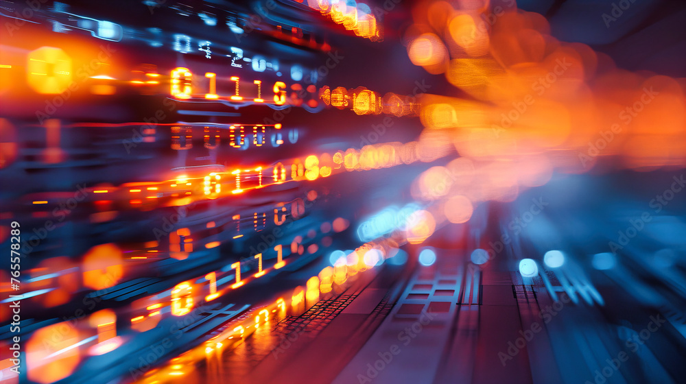 Poster digital network and data computing, technology and business information system, blue cyber concept b