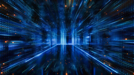 Digital network and futuristic science concept, showcasing the dynamic and interconnected nature of modern technology and information systems