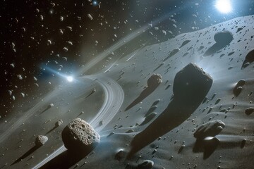 An asteroid open space background - obrazy, fototapety, plakaty