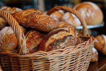 basket overflowing with freshly baked bread