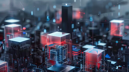 Digital Network and Modern Technology in Business, Abstract Futuristic Background with Blue Lights