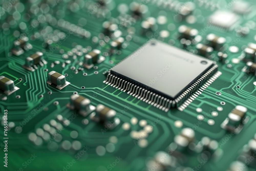 Poster computing processor, cpu, microchip and electronic circuit board. advanced technology conceptual bac