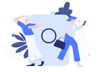 Holiday shopping people doing e-commerce online shopping flat vector concept operation hand drawn illustration

