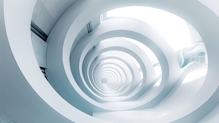 Abstract Architecture Background. White Circular Building. 3d Rendering
