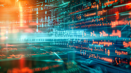 Digital Technology and Abstract Business Concept, Blue Background with Binary Code and Cyber Security