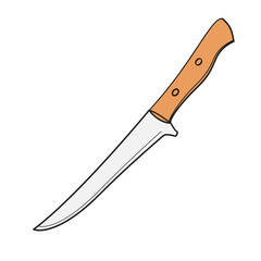 boning knife color vector illustration
