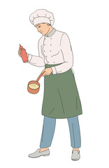 standing smiling chef restaurant female characters in uniform 
