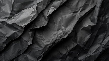 Black Wrinkled Paper Texture Background 