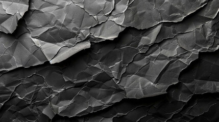 Black Crumpled Paper Texture Background 