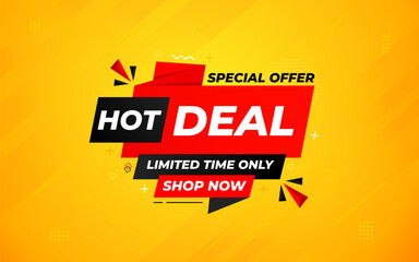 Hot Deal offer banner template. Online shop discount sale background, Special Discount marketing poster design for web and Social. sale banner vector template.