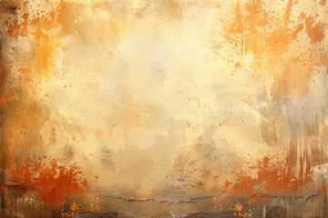 warm golden wall background paint, , light beige paper with darker grungy border, old worn page .