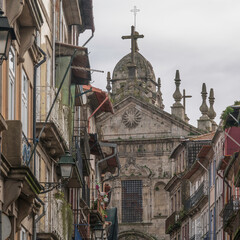 Typical street of the city of Porto. In the background the Church of S. Bento da Vitoria