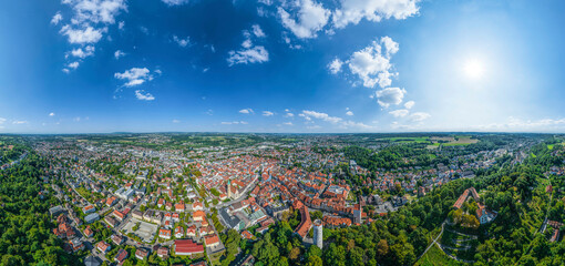 Blick auf Ravensburg in der Ferienregion Bodensee-Oberschwaben-Allgäu, 360 Grad Rundblick