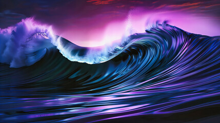 Dynamic ocean waves and surfing adventure, capturing the power and beauty of the sea with splashing water and sunlight in a vibrant, action-packed scene