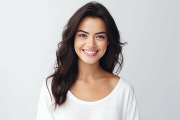 Smiling Woman in White Shirt