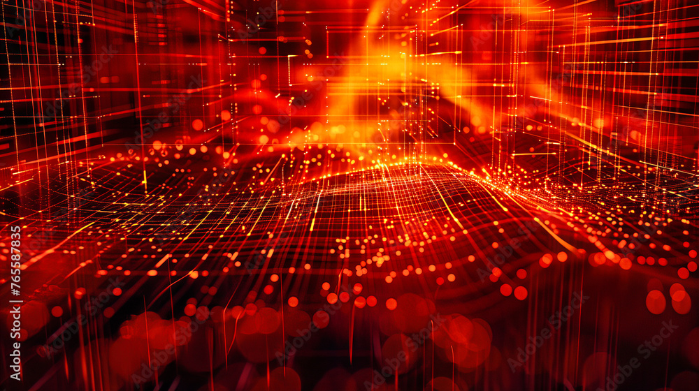 Poster dynamic visualization of data and network in cyberspace, abstract representation of modern technolog
