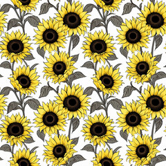 seamless pattern with sunflowers