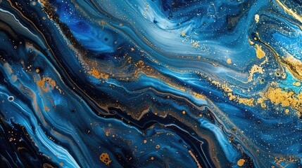 Abstract art gold and blue oil painting