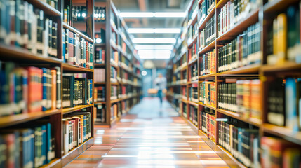 Educational library setting, symbolizing the pursuit of knowledge, literature, and lifelong learning in an academic context