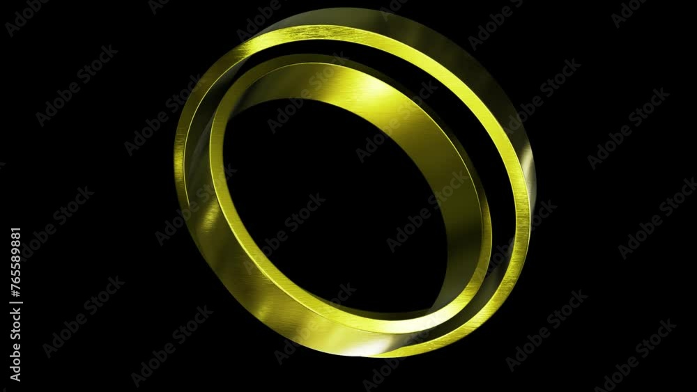 Aufkleber realistic looping abstract 3d animation of the moving satin gold rings rendered in uhd with alpha ma