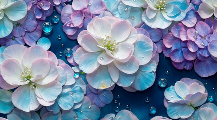 Beautiful floral background with hydrangeas - obrazy, fototapety, plakaty