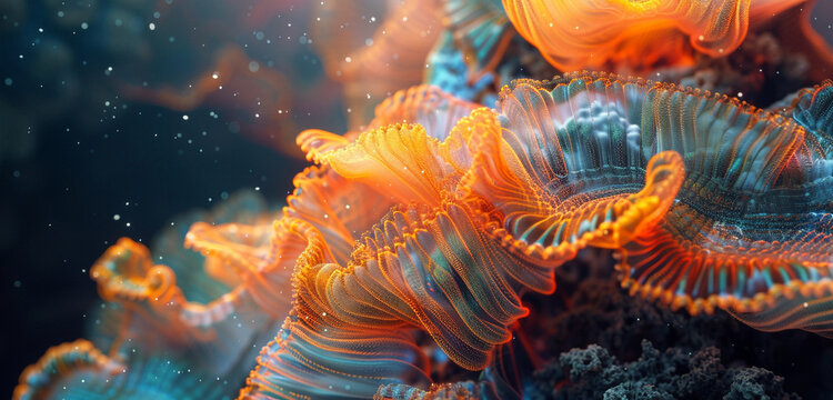Dynamic coral curves in abstract motion.