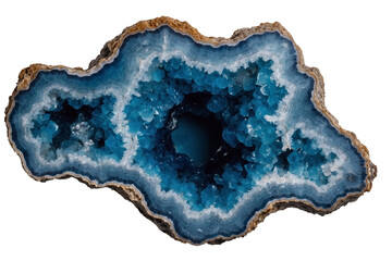 blue geode stone with crystals on transparent png - obrazy, fototapety, plakaty