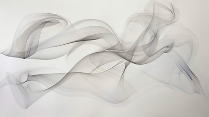 Obraz premium A subtle dance of smoke filaments against a white canvas, showcasing the beauty of simplicity and movement.