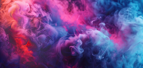 Vivid wonders against sapphire smoke, mystical patterns merge with colors. - obrazy, fototapety, plakaty